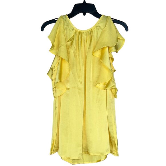 Vince Camuto Blouse Ruffle Flutter Small Flutter Sleeve Lightweight - Picture 2 of 7